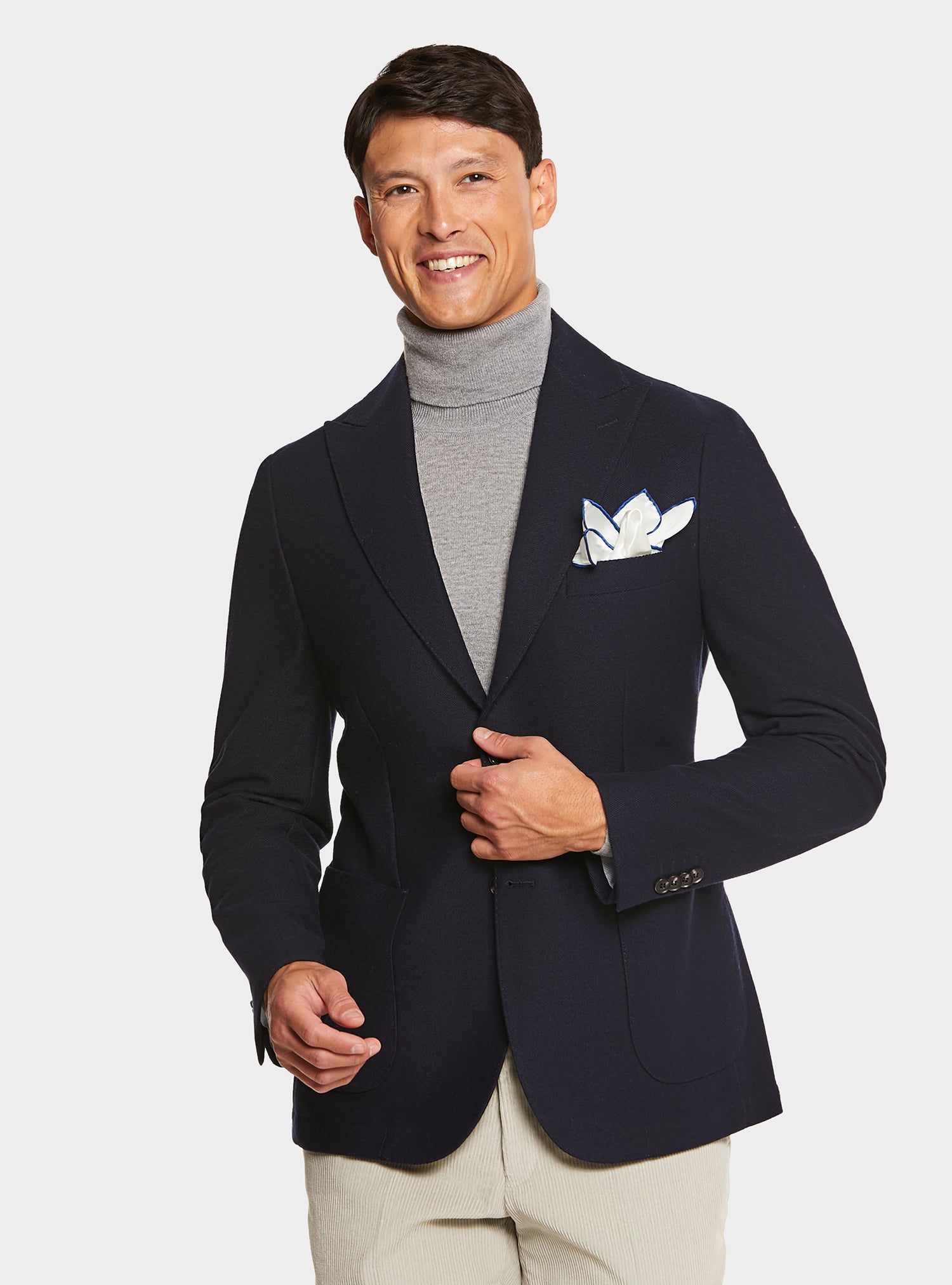 Wool blend jacket with peaked chest