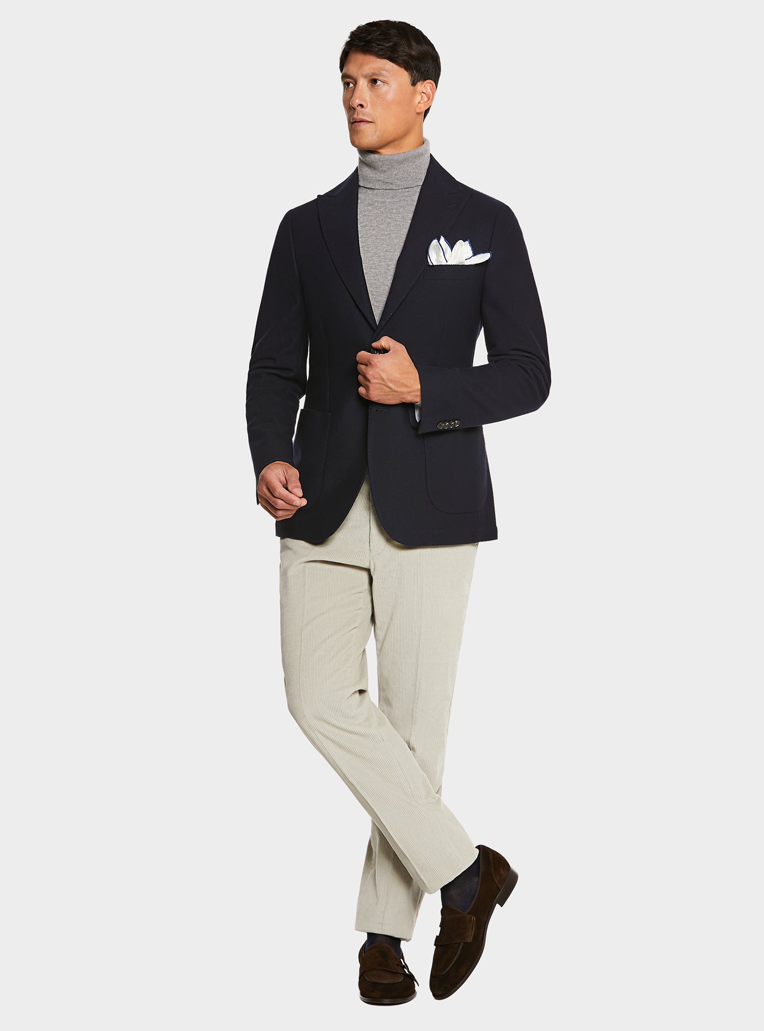 Wool blend jacket with peaked chest