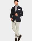 Wool blend jacket with peaked chest