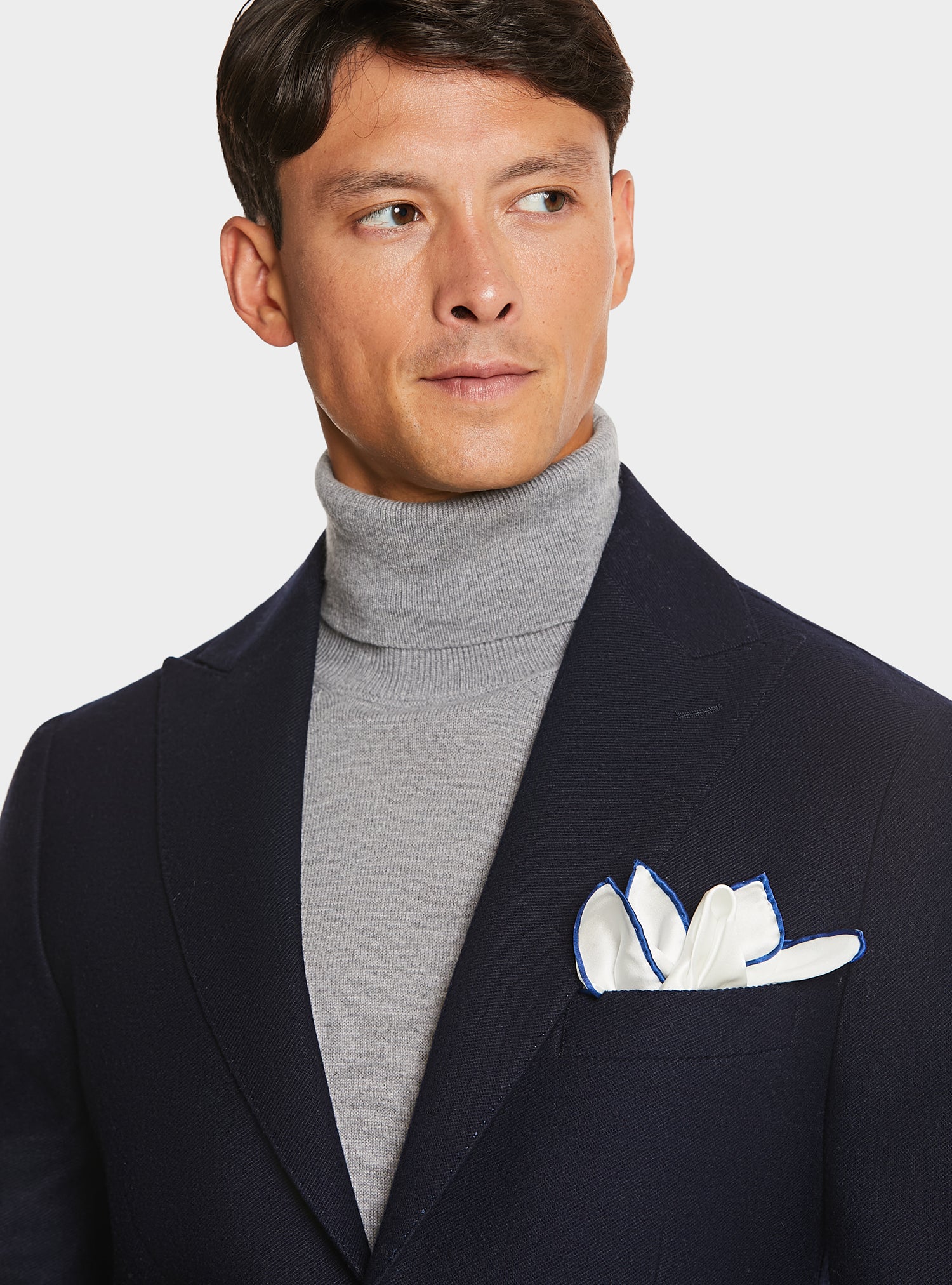 Wool blend jacket with peaked chest