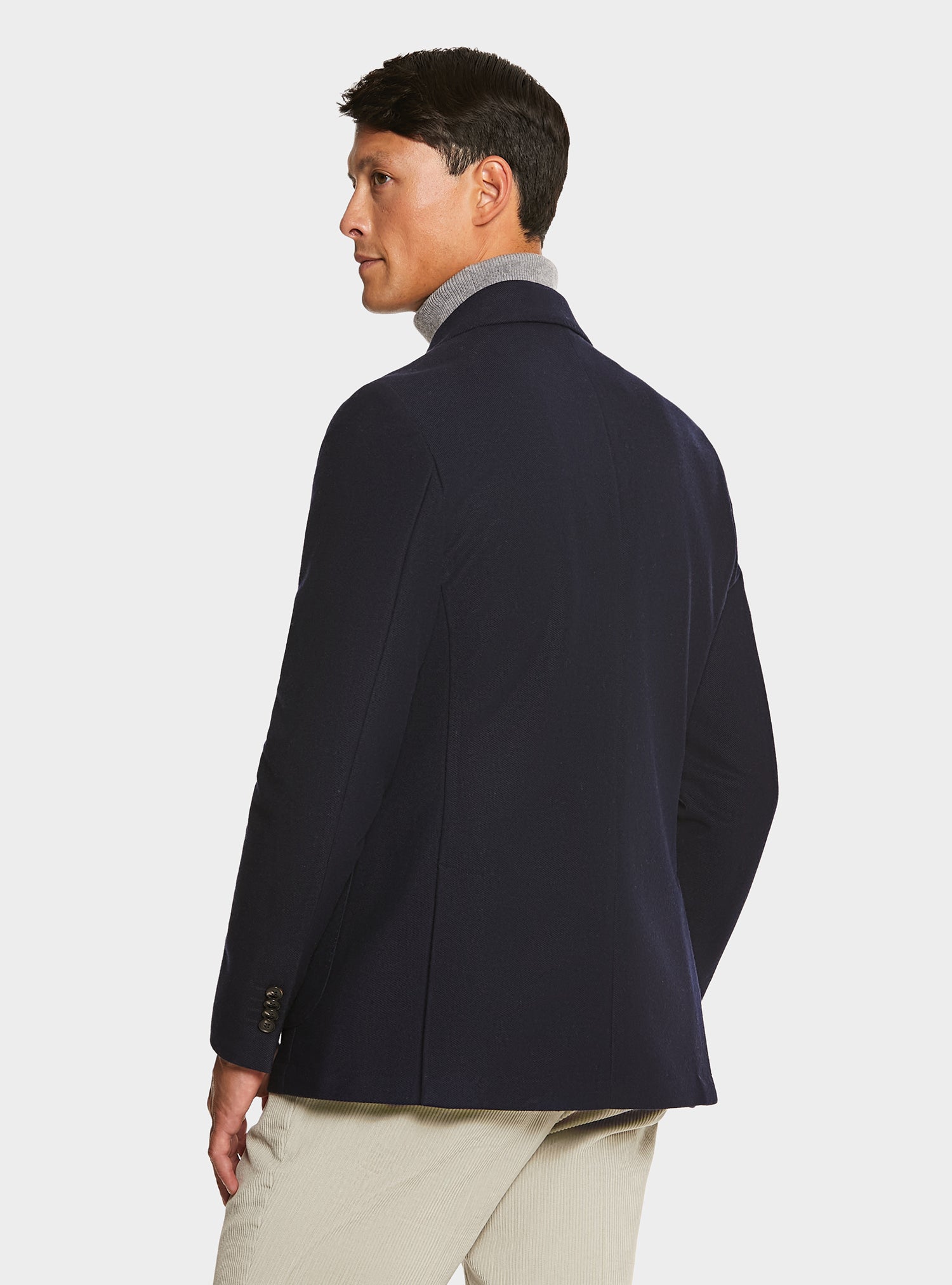 Wool blend jacket with peaked chest