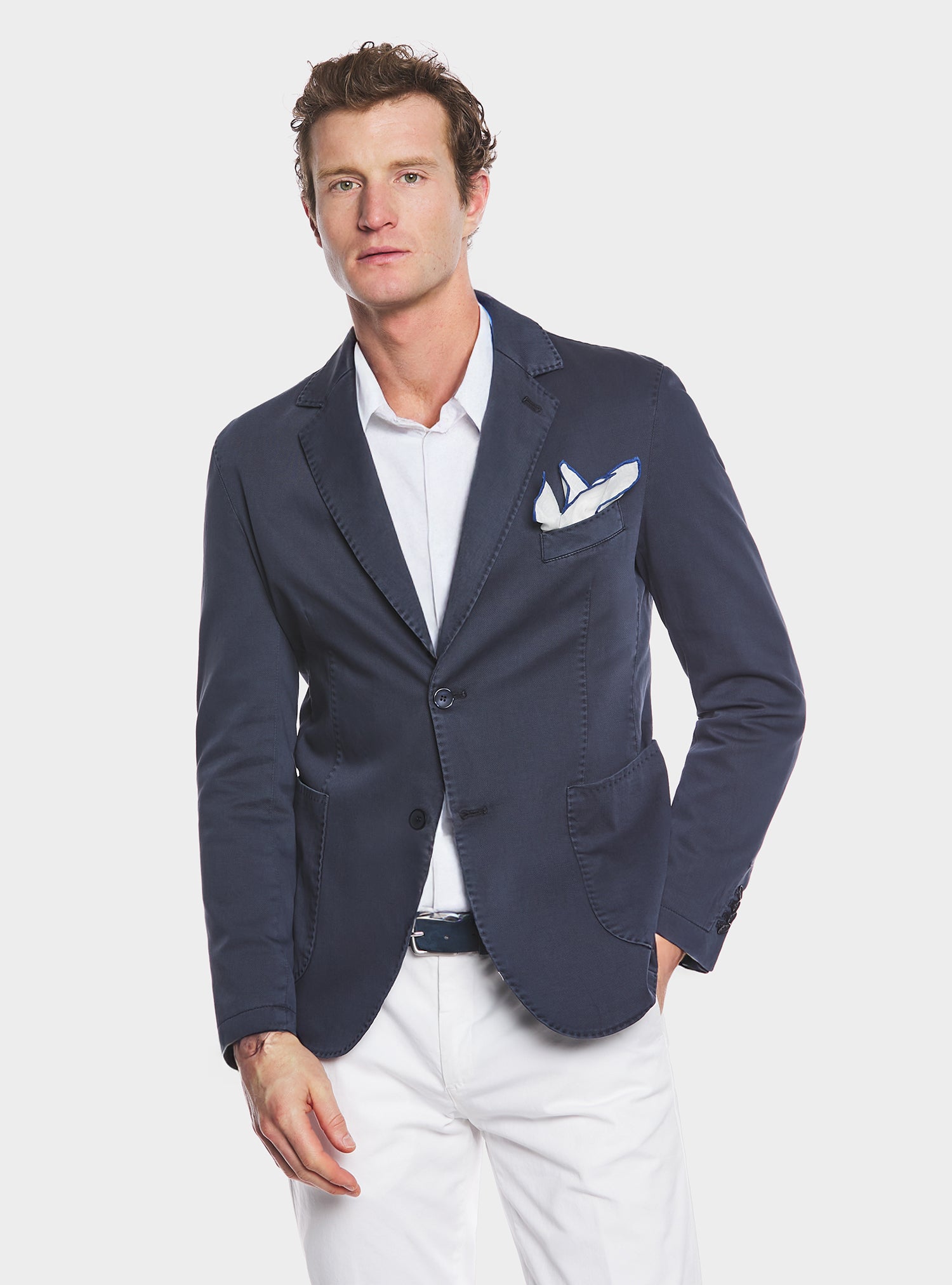 Garment-dyed jacket in textured cotton
