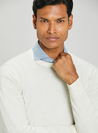 Crew-neck sweater in pure wool and cashmere
