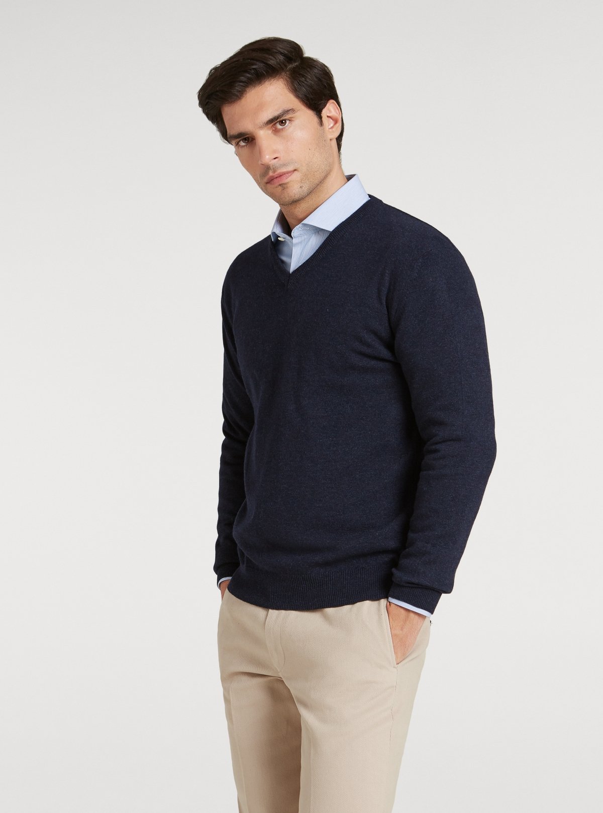 Maglia Scollo a V in Lana e Cashmere